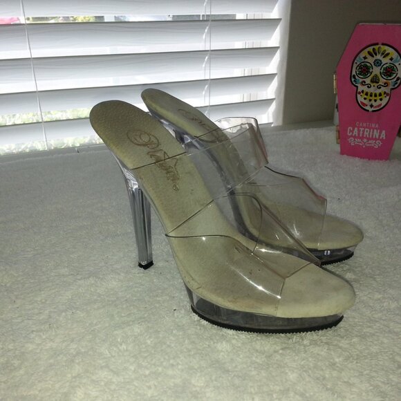 Pleaser Clear Worn Dancer High Platform Heels - Picture 2 of 7